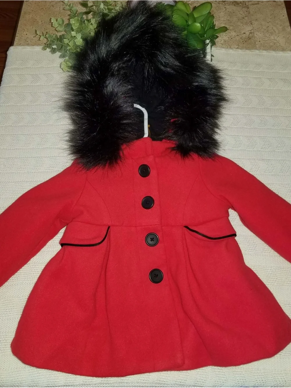 Cat & Jack Red Hooded Pea Coat for Kids